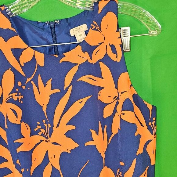 J Crew Factory Womens Navy Blue Orange Floral Dress 00 - Picture 3 of 5